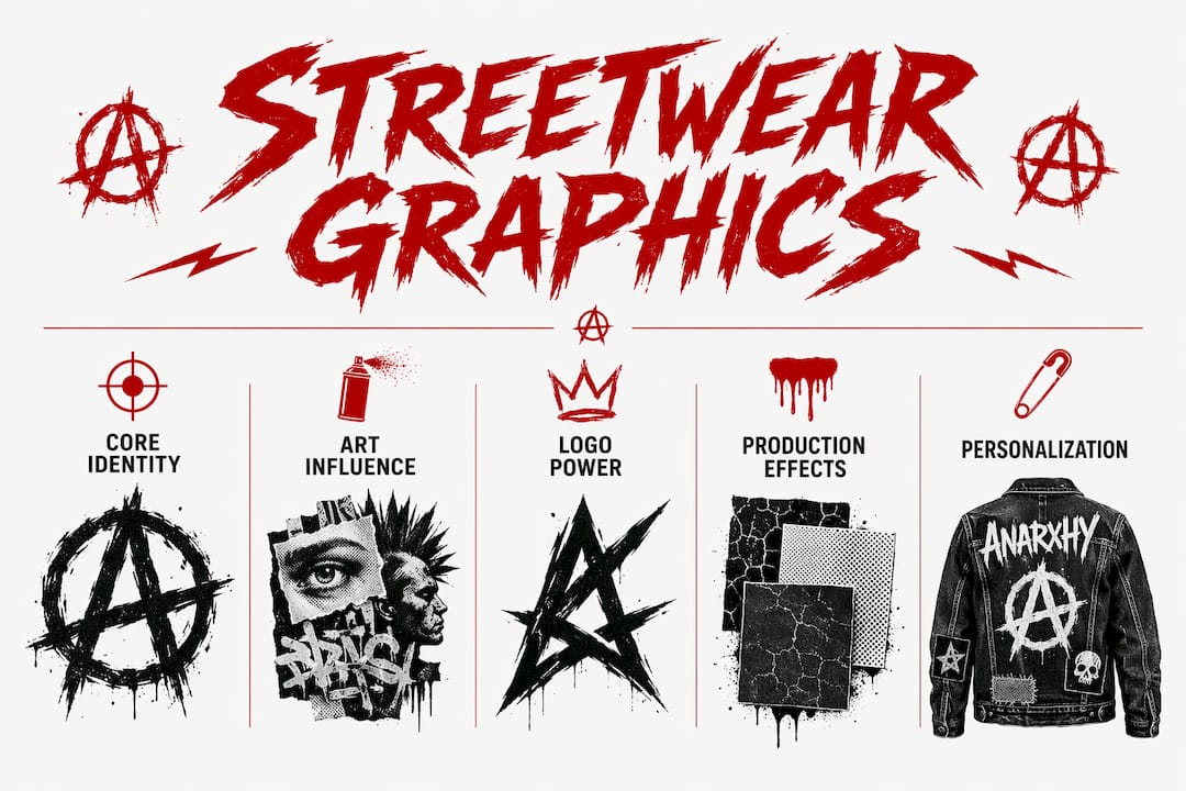 Infographic illustrating layers of streetwear graphic identity