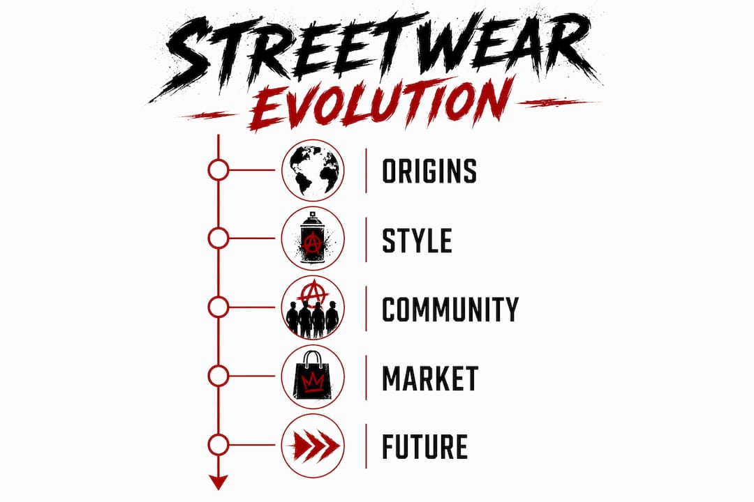 Infographic illustrating key stages of streetwear culture evolution