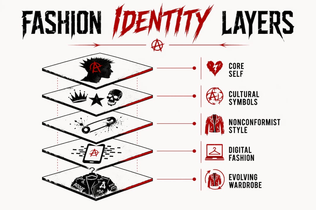 Infographic illustrating layers of fashion identity