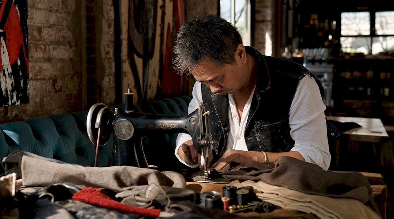Tailor working on handcrafted limited-edition garment