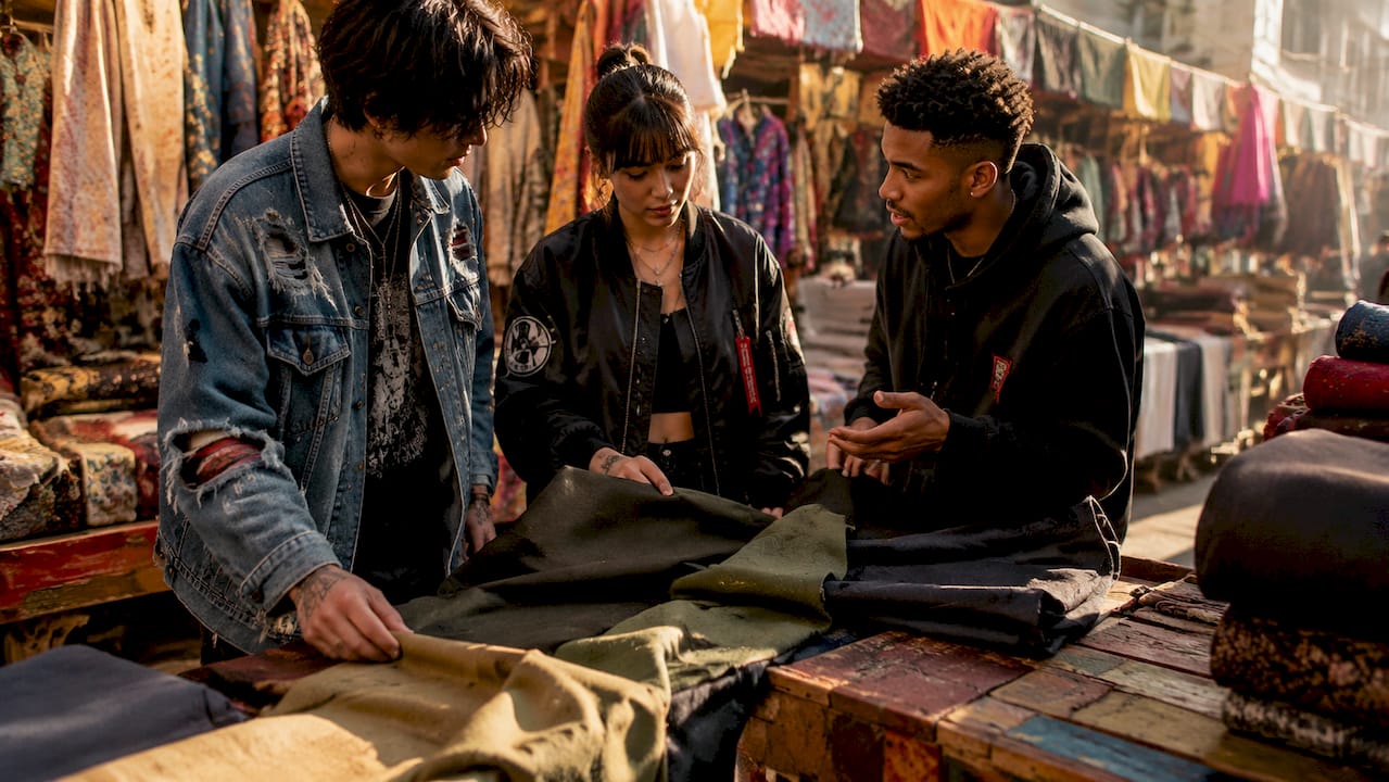 Hands feeling tactical streetwear fabric swatches