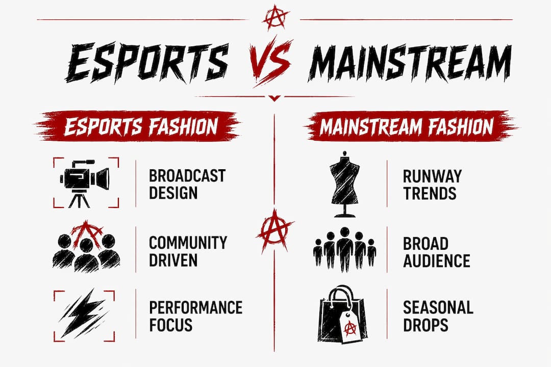 Infographic comparing esports and mainstream fashion