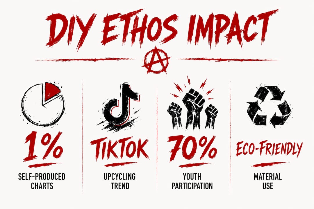 Infographic showing key DIY ethos statistics in music and fashion