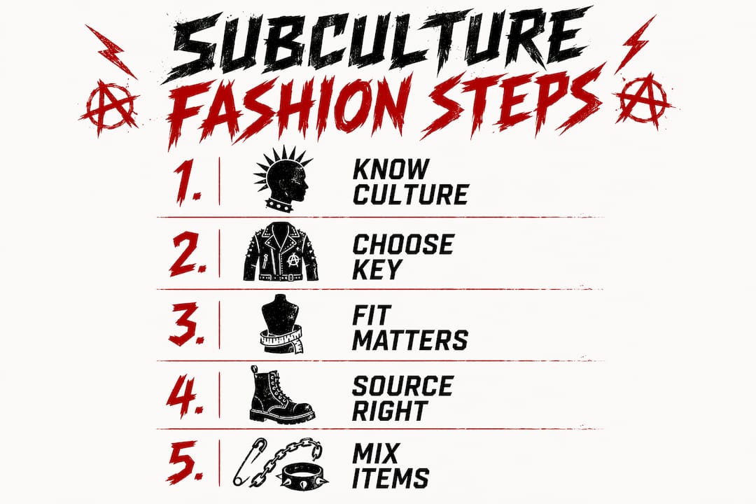 Infographic showing 5 steps for authentic subculture fashion