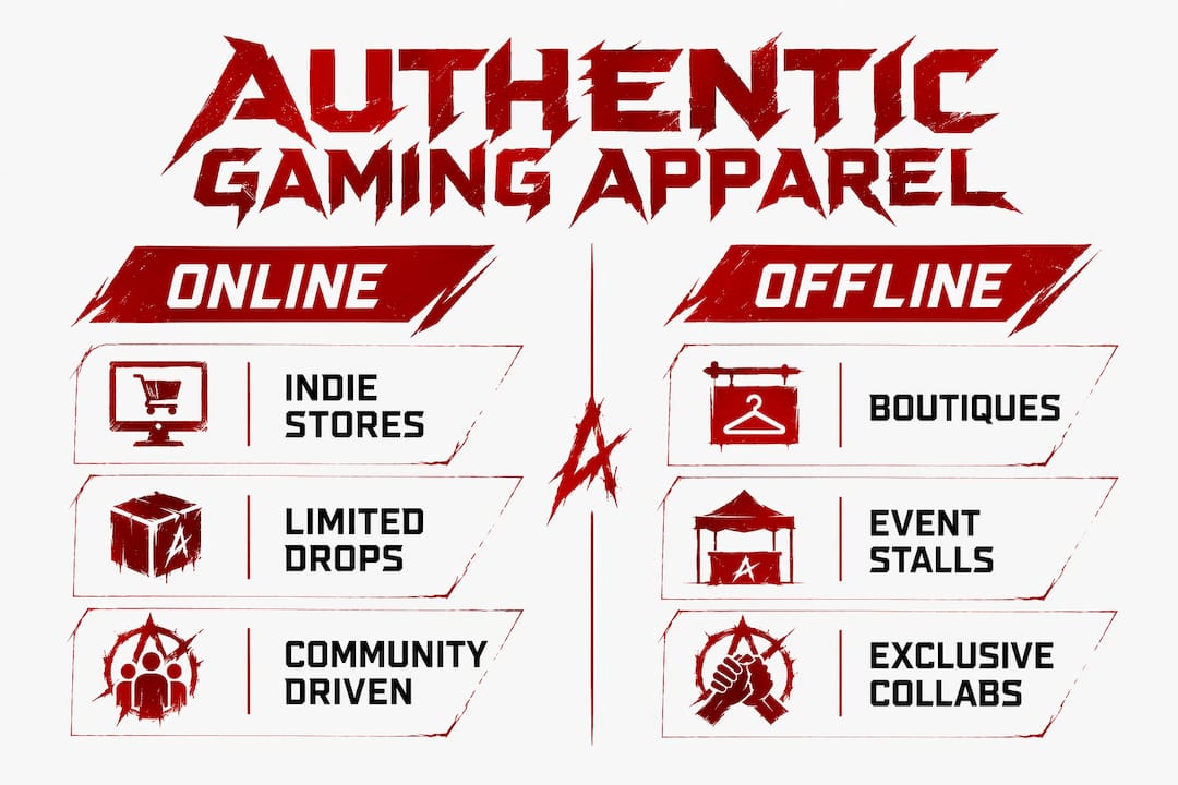 Infographic comparing online and offline gaming apparel