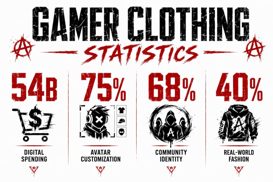Infographic with key statistics on gamer clothing symbolism
