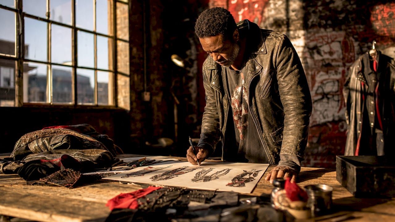 Man sketching unique fashion outfits