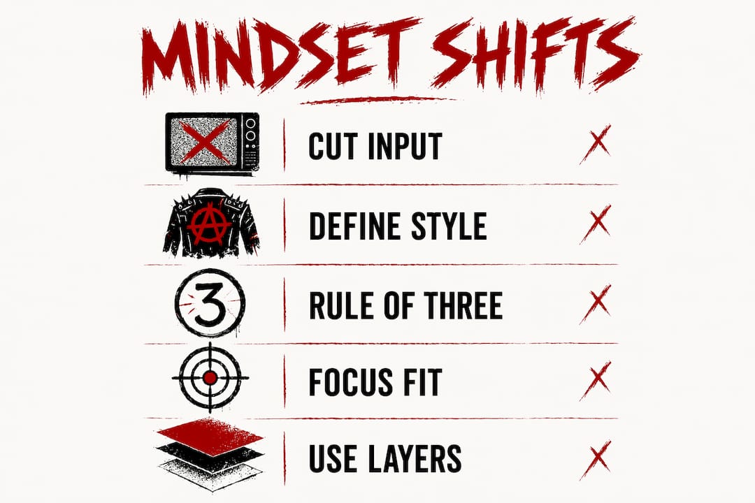 Infographic showing mindset shifts to avoid fashion trends