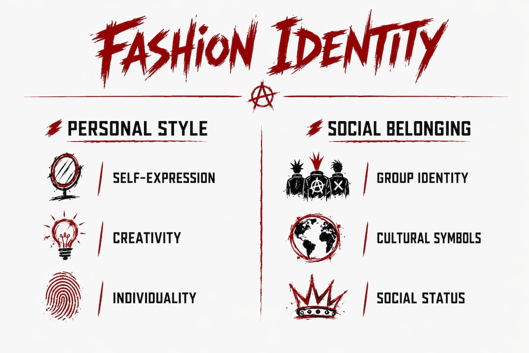 Infographic comparing personal style and social belonging in fashion