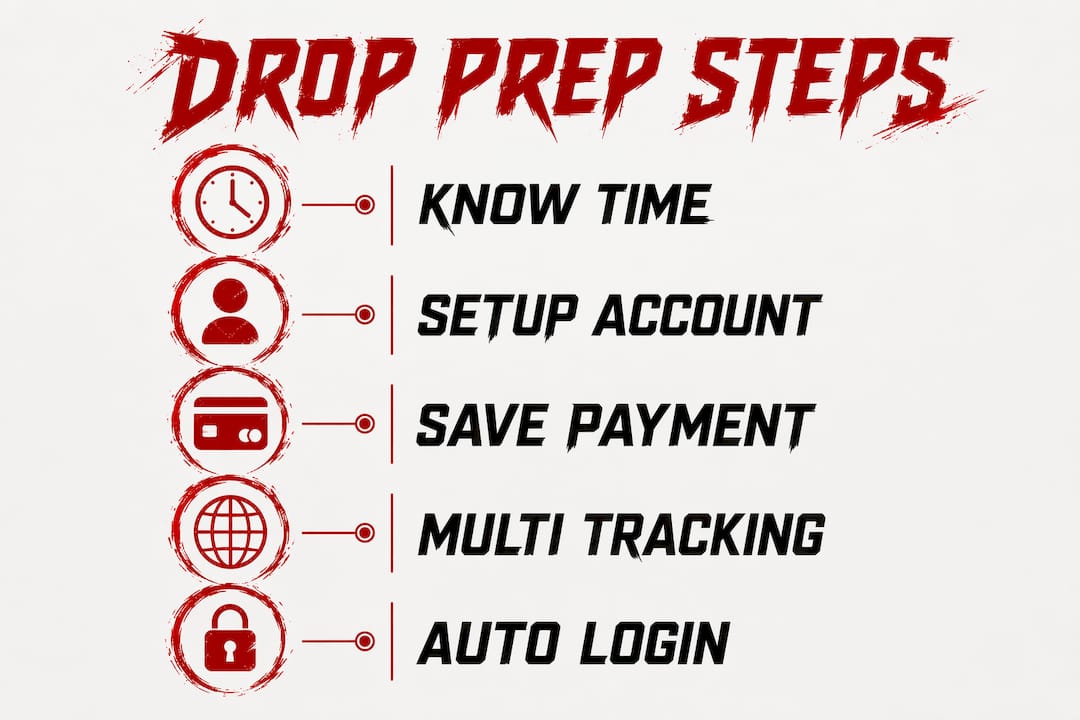 Infographic showing five step preparation process for drops