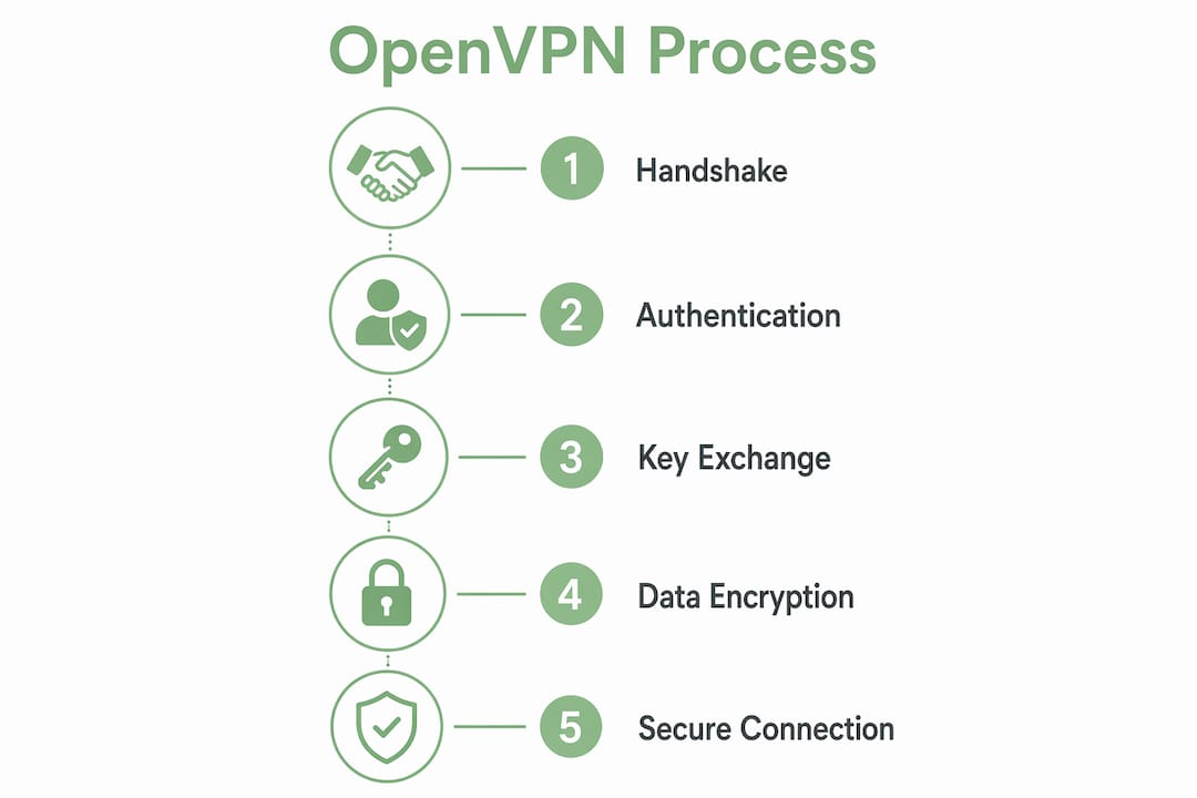 Infographic showing OpenVPN process steps