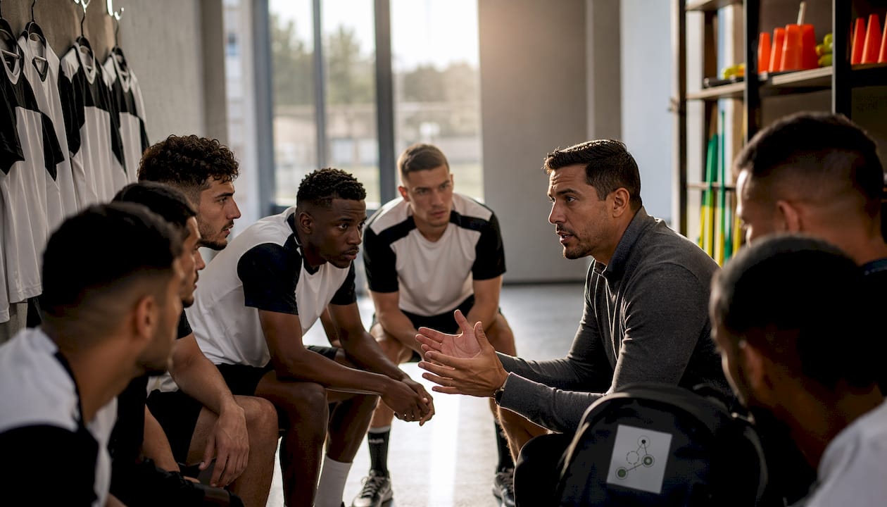 Sports team huddle demonstrating emotional contagion