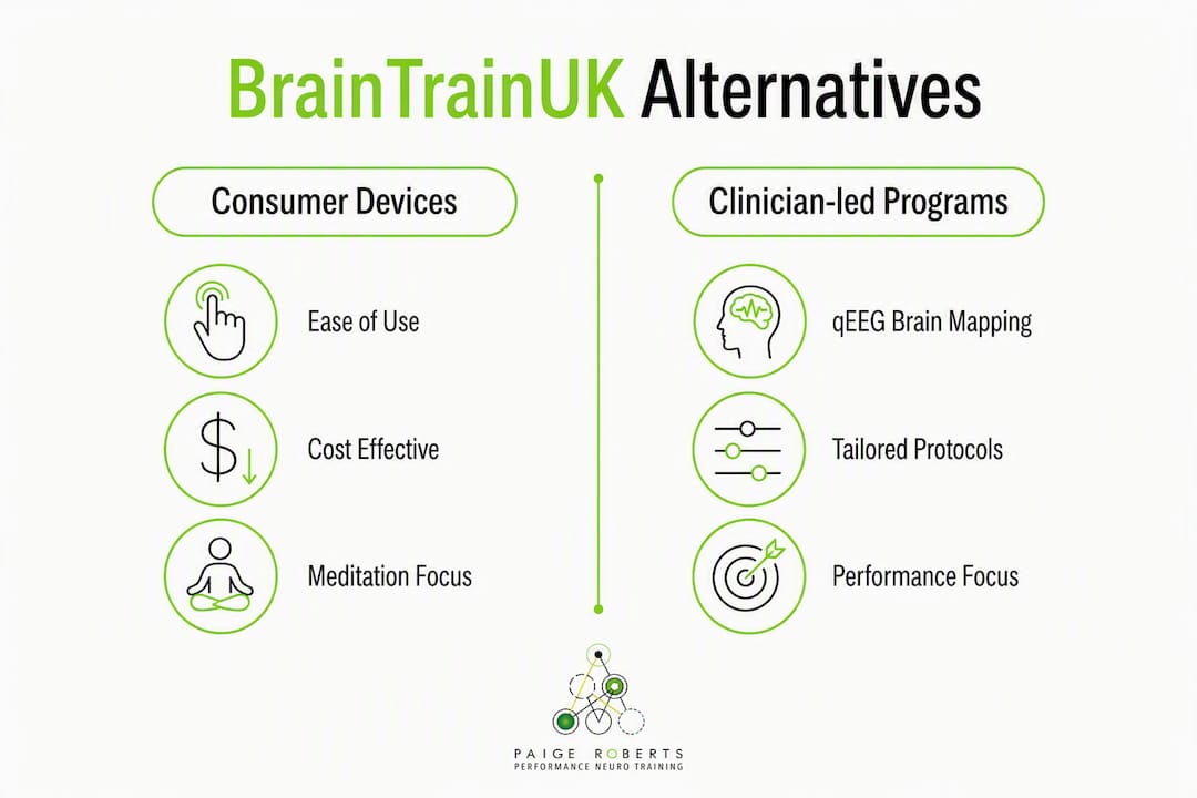Infographic comparing consumer devices and clinician programs