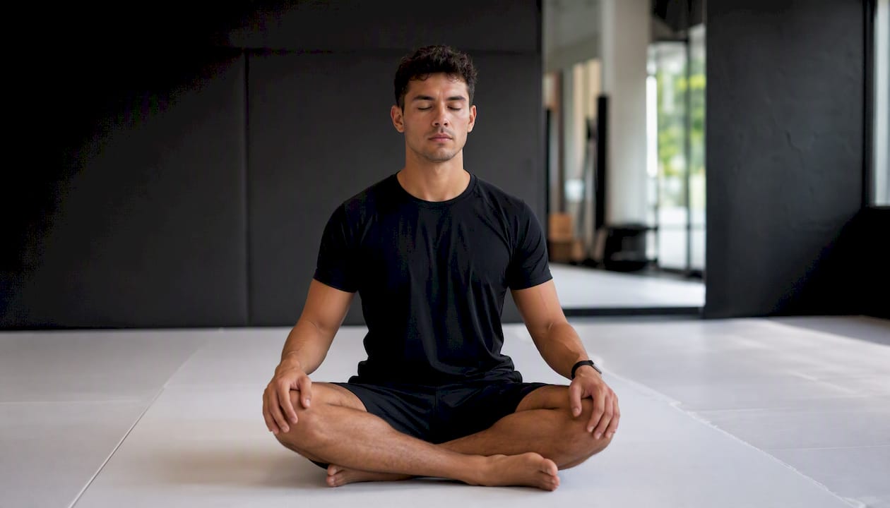 Athlete performing resonance breathing exercise