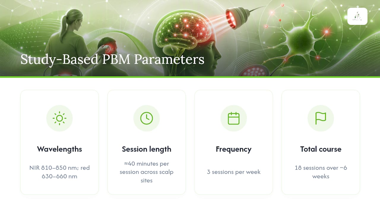 Concussion PBM treatment parameters