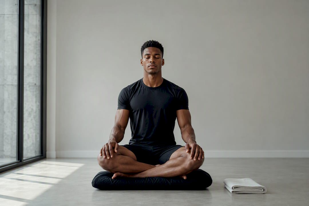 Athlete seated in sustained meditation practice