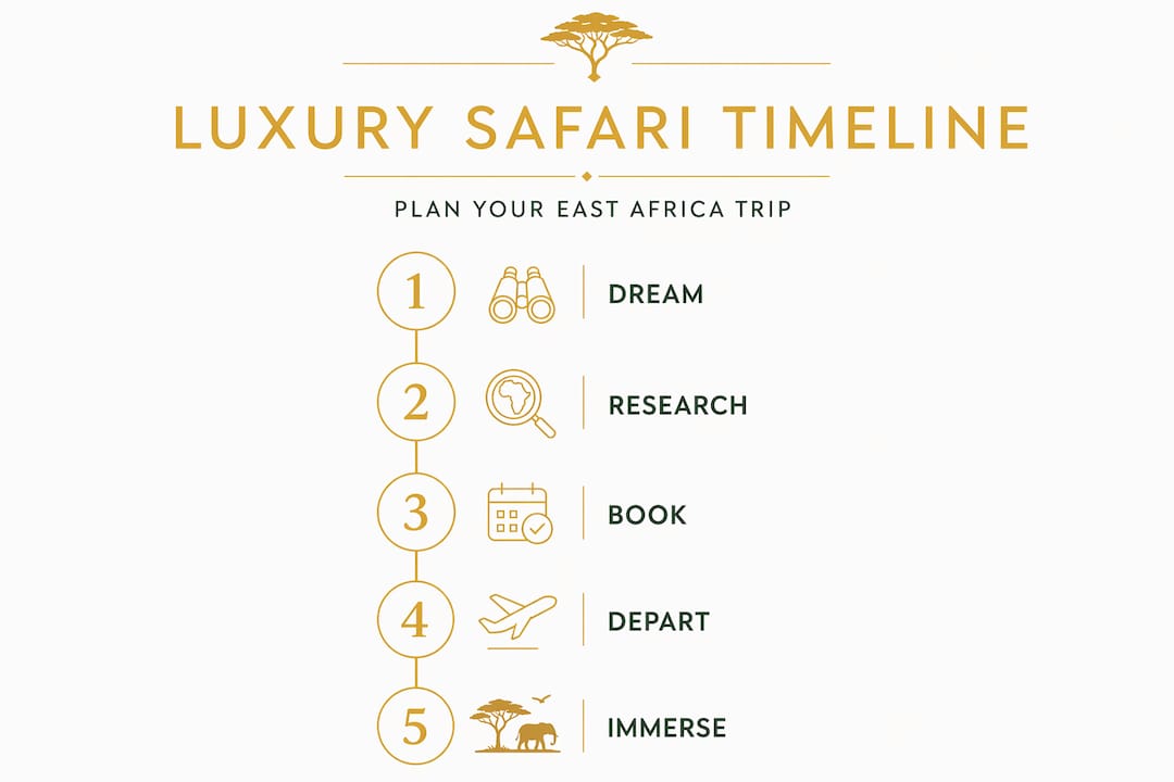 Infographic showing steps to plan luxury East Africa safari