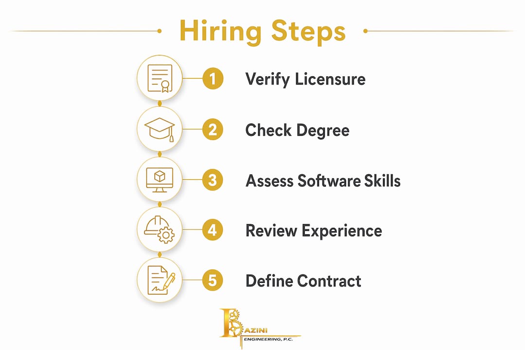 Infographic showing hiring steps for MEP engineer