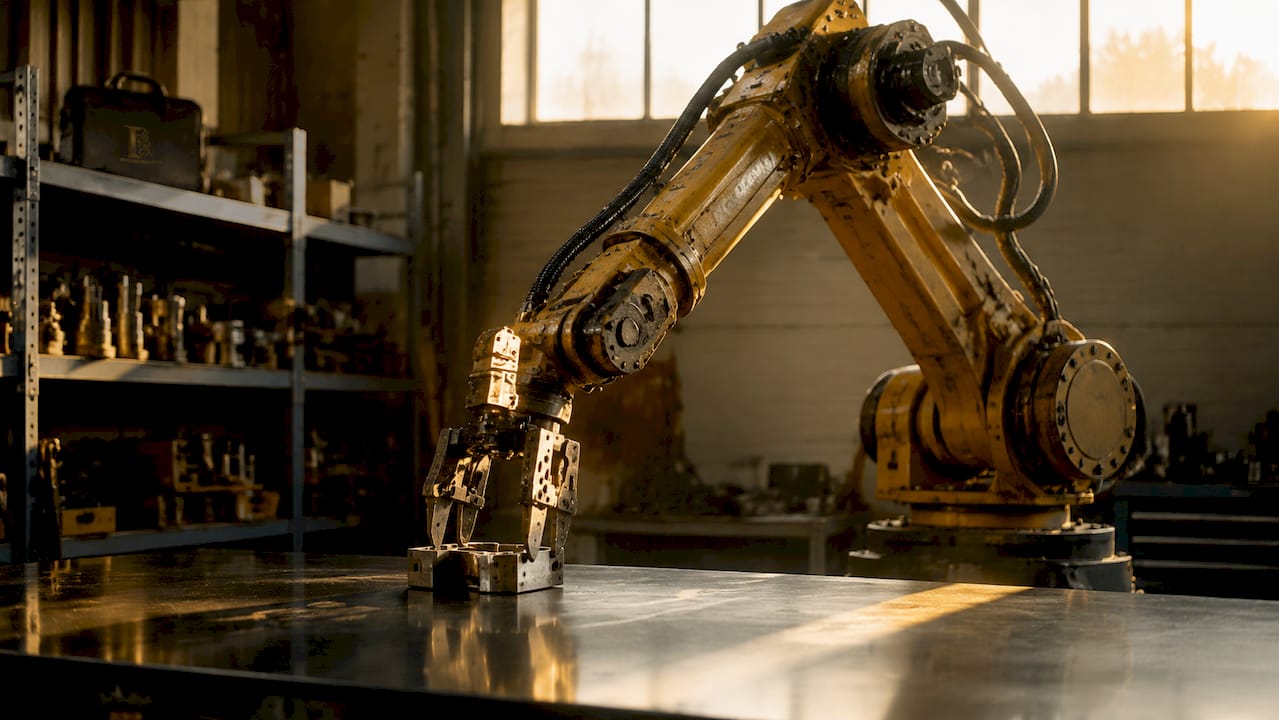 Robotic arm moving metal component dynamically