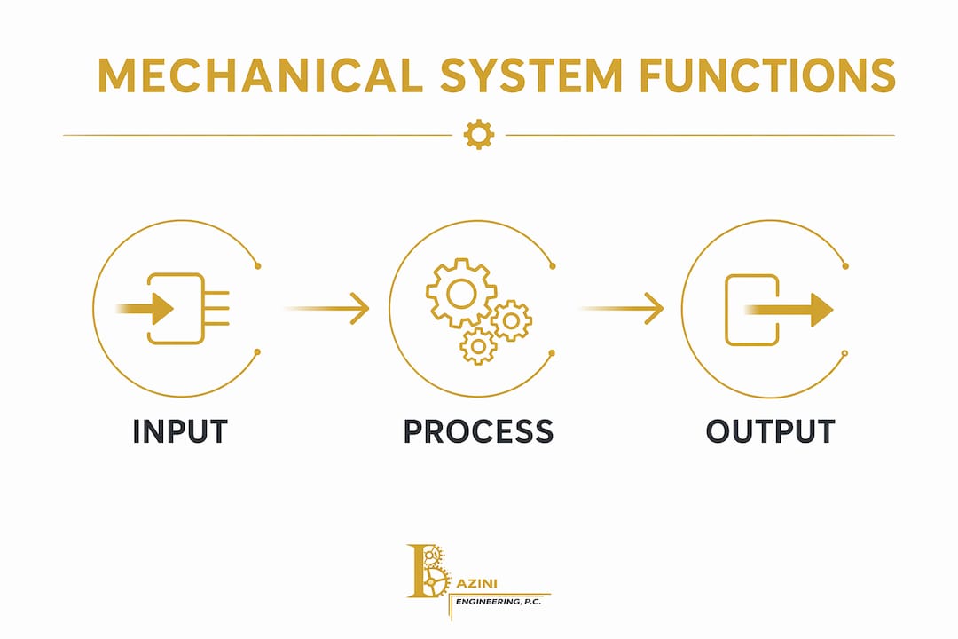 Infographic showing mechanical system functional categories