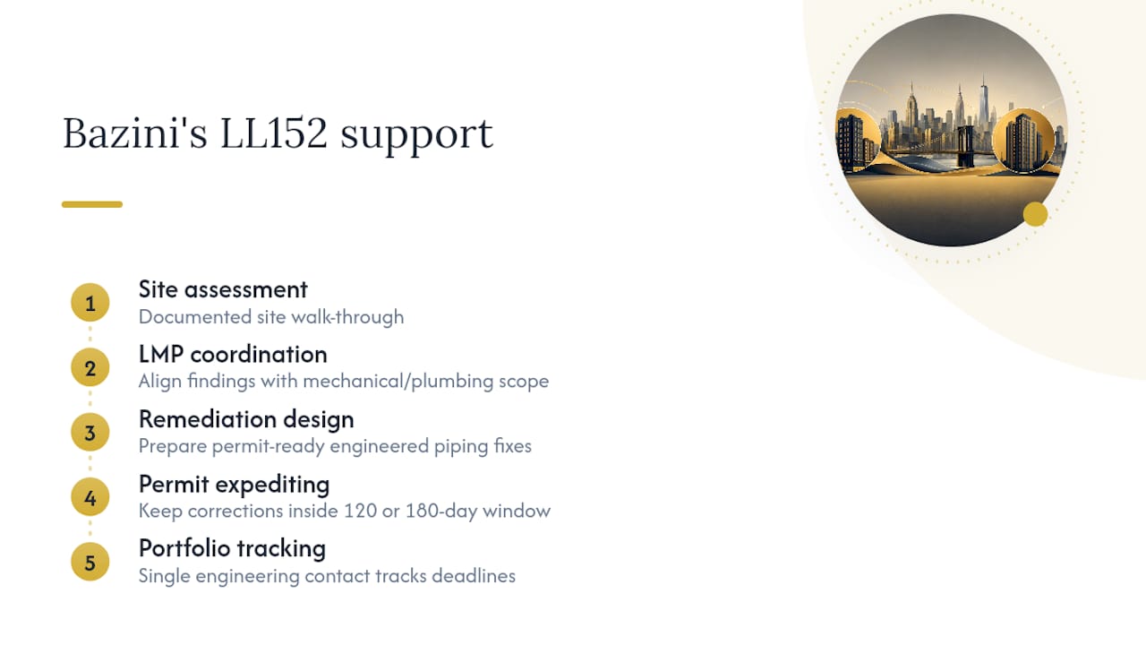 How Bazini Engineering Supports Building Owners Through LL152 — overview diagram