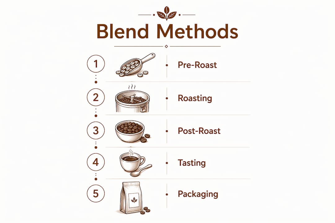 Infographic illustrating coffee blend production steps