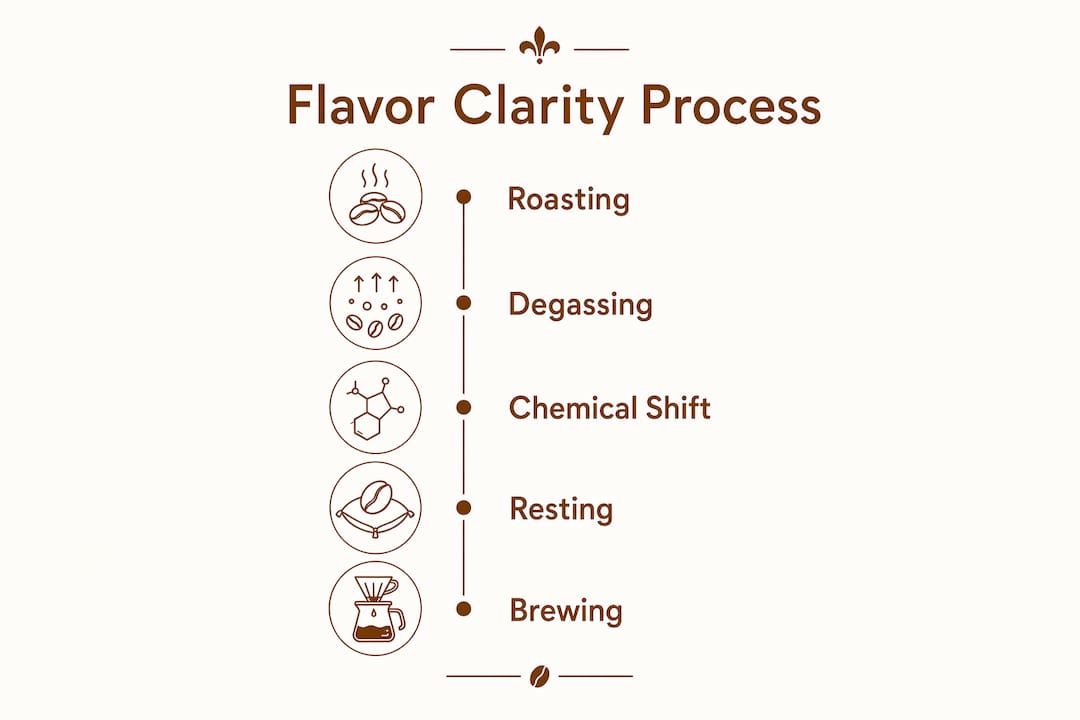 Infographic illustrating coffee flavor clarity process steps