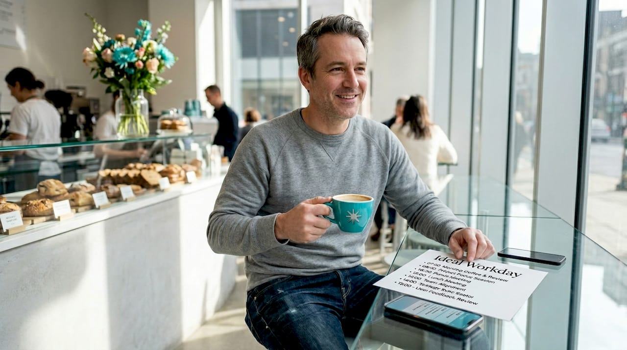 Person reviewing schedule at kitchen table