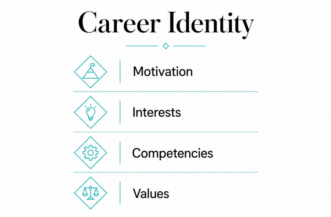 Infographic detailing the four key components of career identity