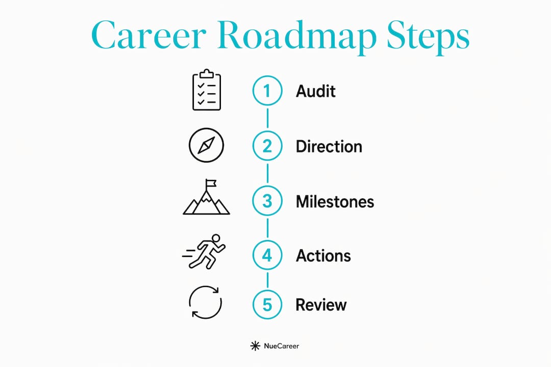 Infographic detailing career roadmap step-by-step process