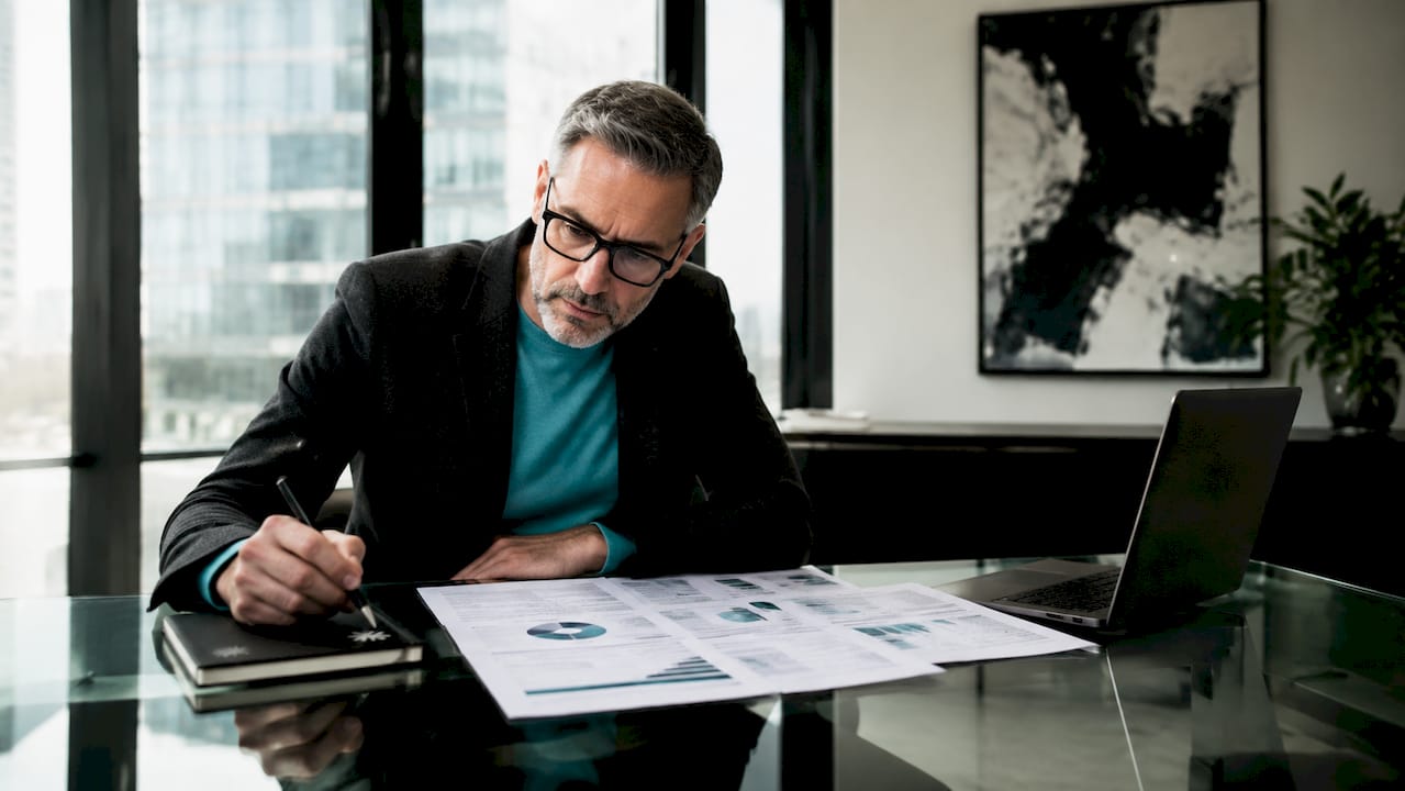 Man analyzing career aptitude quiz results