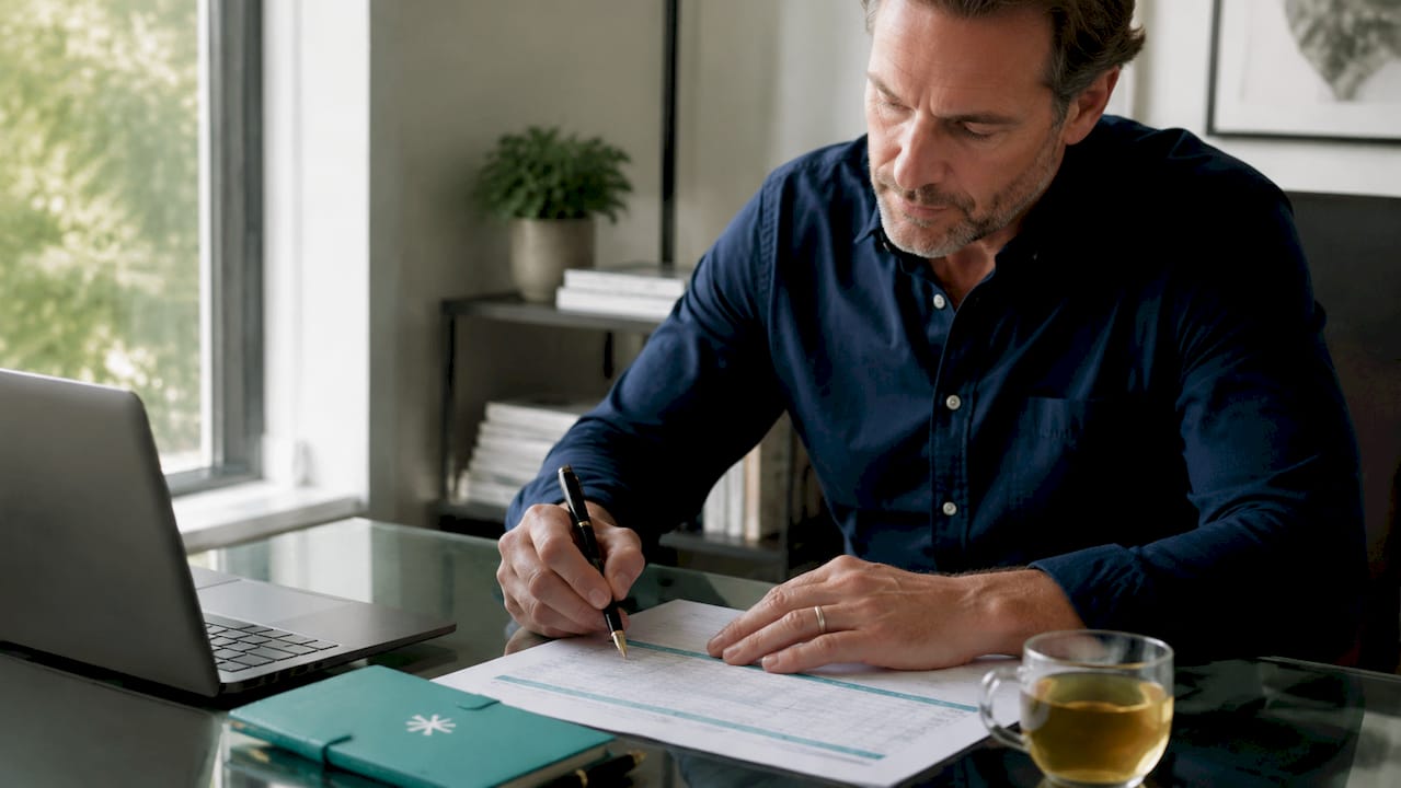 Hands budgeting finances for career change