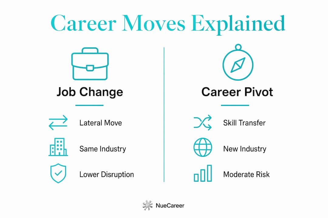 Infographic comparing job changes and career pivots