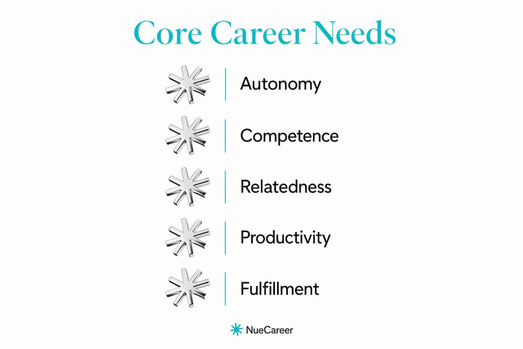 Infographic illustrating core needs for career fulfillment