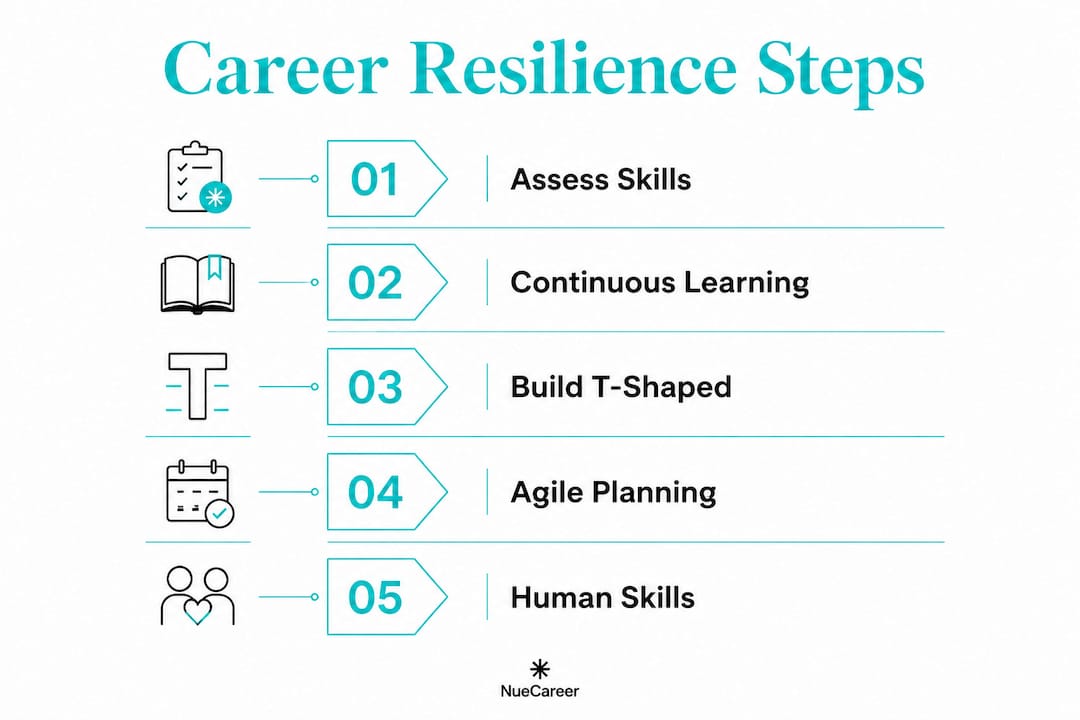 Infographic showing five steps to career resilience