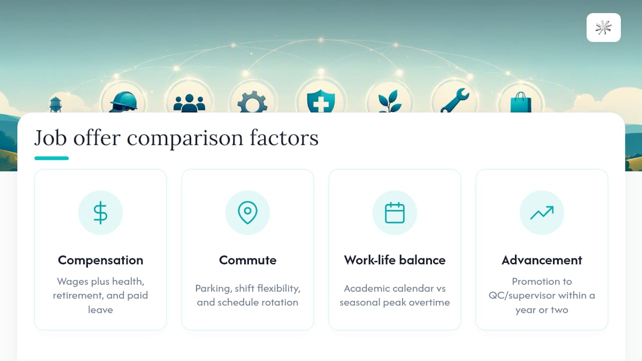 Diagram comparing job offer factors