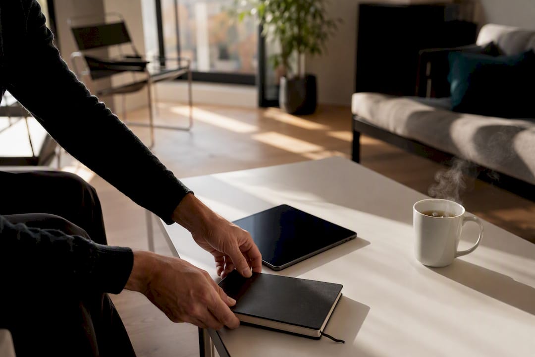 Hands setting up trial work environment