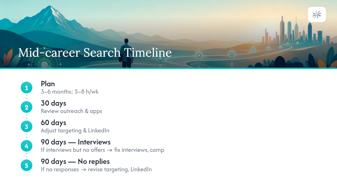Mid-career job search timeline and milestones