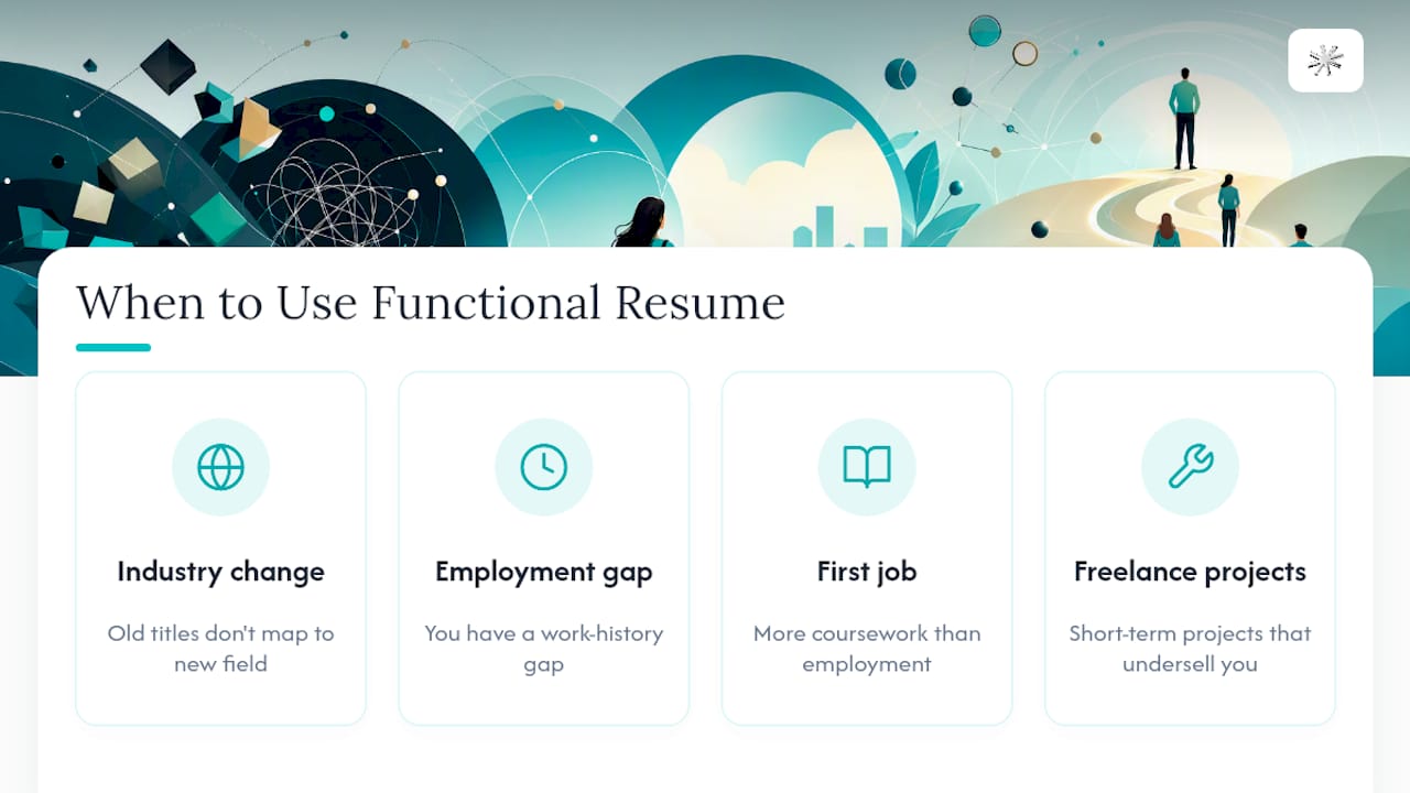 Four situations suited to functional resumes