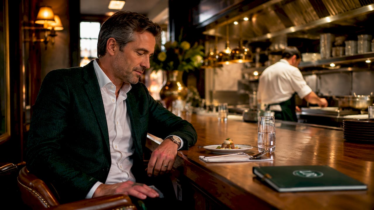 Man zit nog rustig in de brasserie terwijl de keuken bijna dichtgaat.