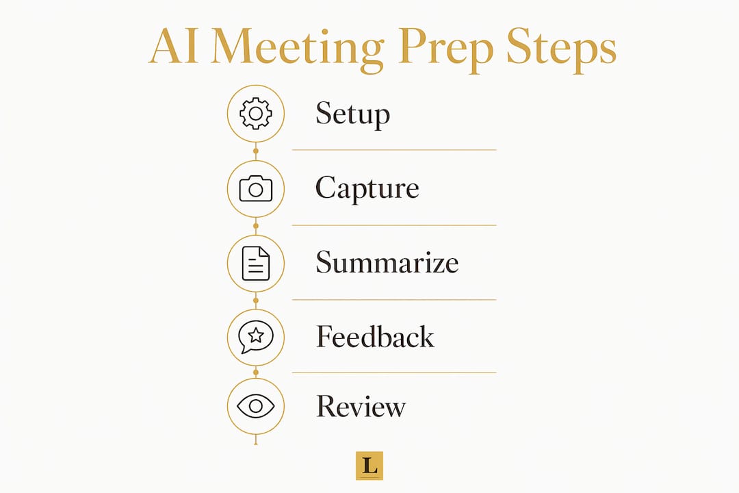 Infographic illustrating AI meeting preparation steps