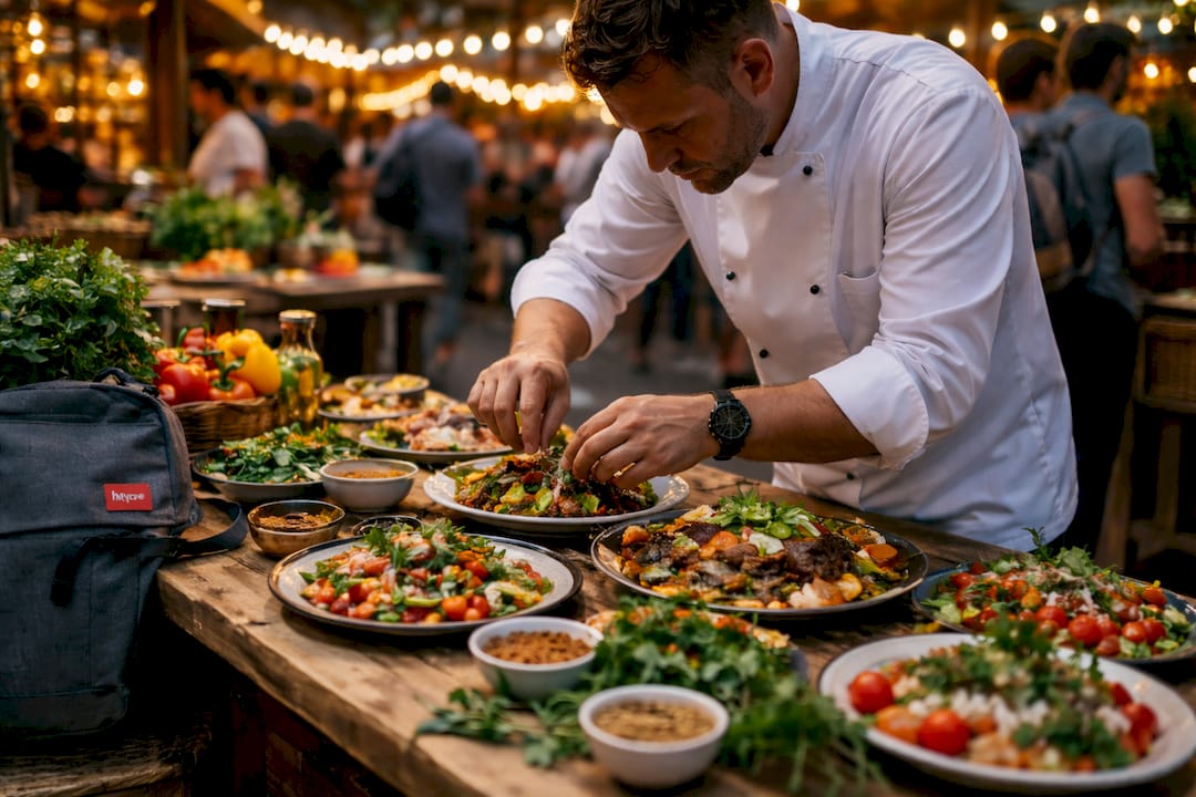 Idee contenuti Instagram ristorante: guida 2026 2 Uno chef all’opera tra i fornelli di una cucina professionale, mentre dà vita a un piatto raffinato.