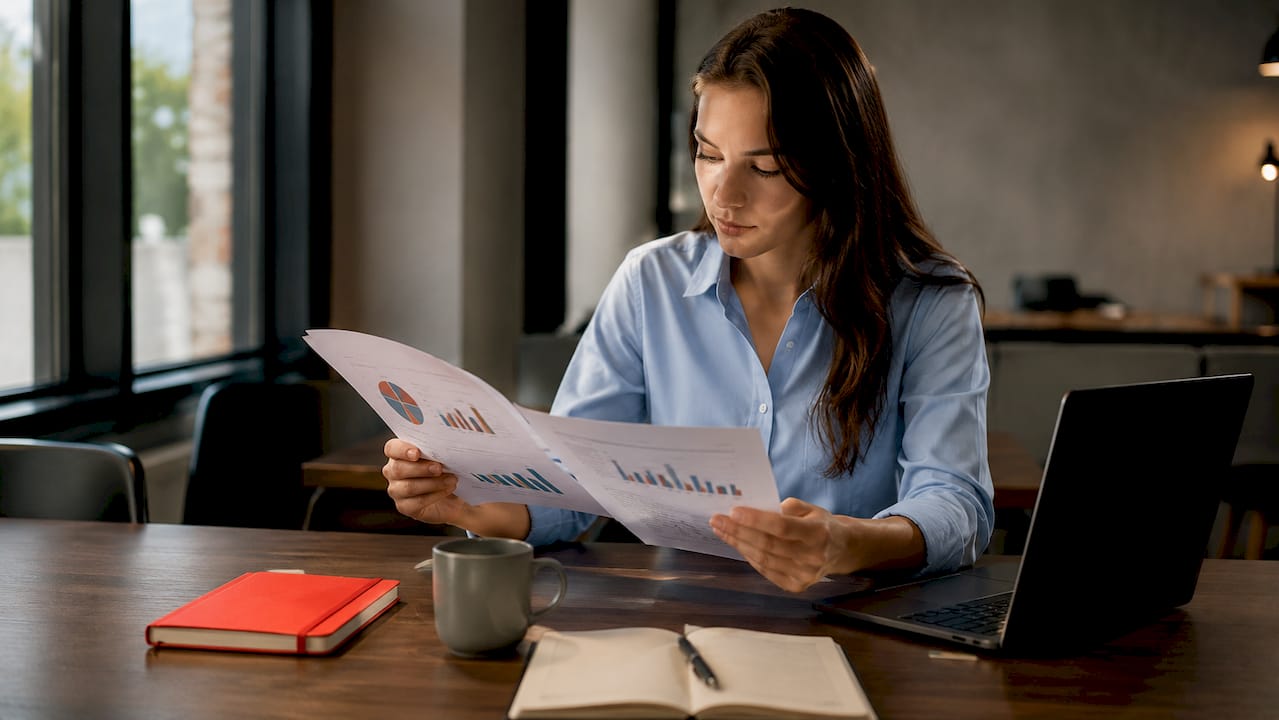 Lead generation B2B Italia: guida pratica per PMI 2026 2 In ufficio, alcune persone stanno sfogliando stampe di report CRM tra le mani.