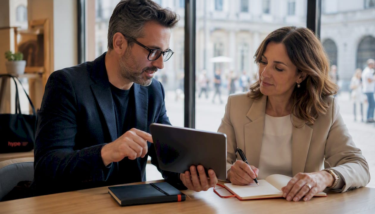 Trasformazione digitale PMI: roadmap pratica 2026 4 Consulente informatico che offre supporto e consigli a un imprenditore