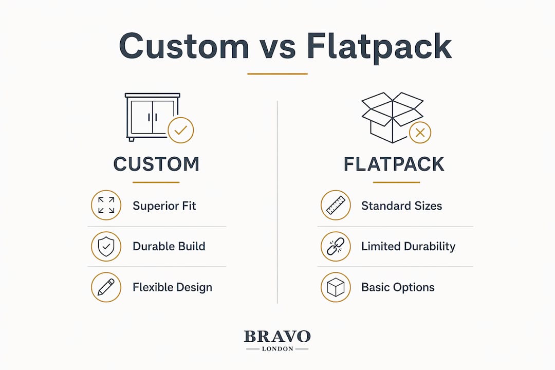 Infographic comparing custom and flatpack wardrobes