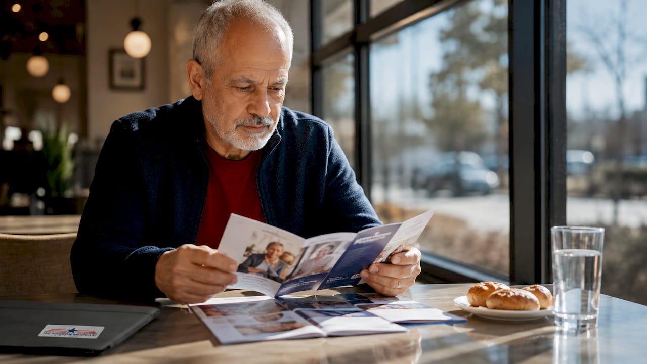 Senior man's hands reviewing dental benefits