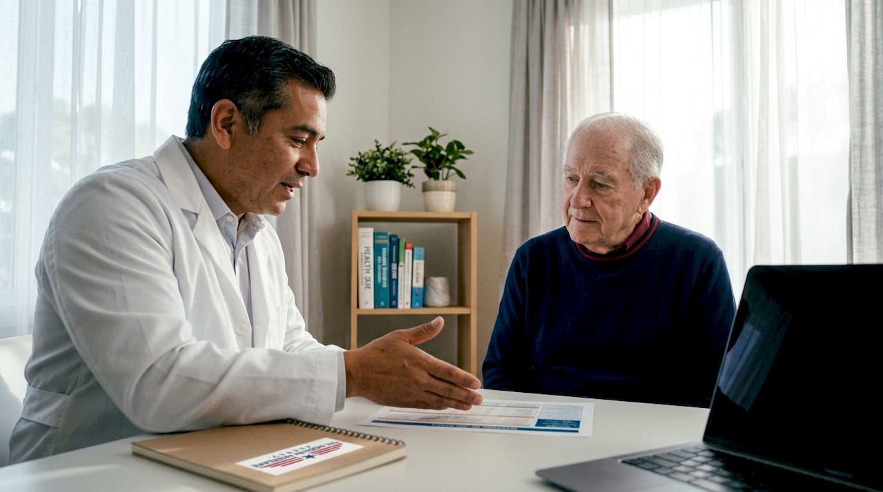 Doctor explaining Medicare coverage to patient