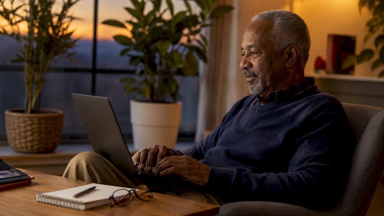 Man checking Medicare provider directory on laptop