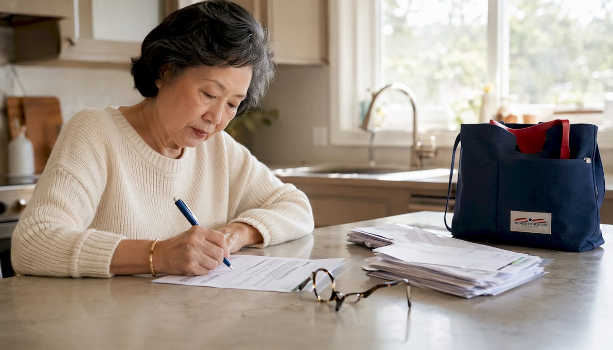 Hands completing hospital indemnity claim form