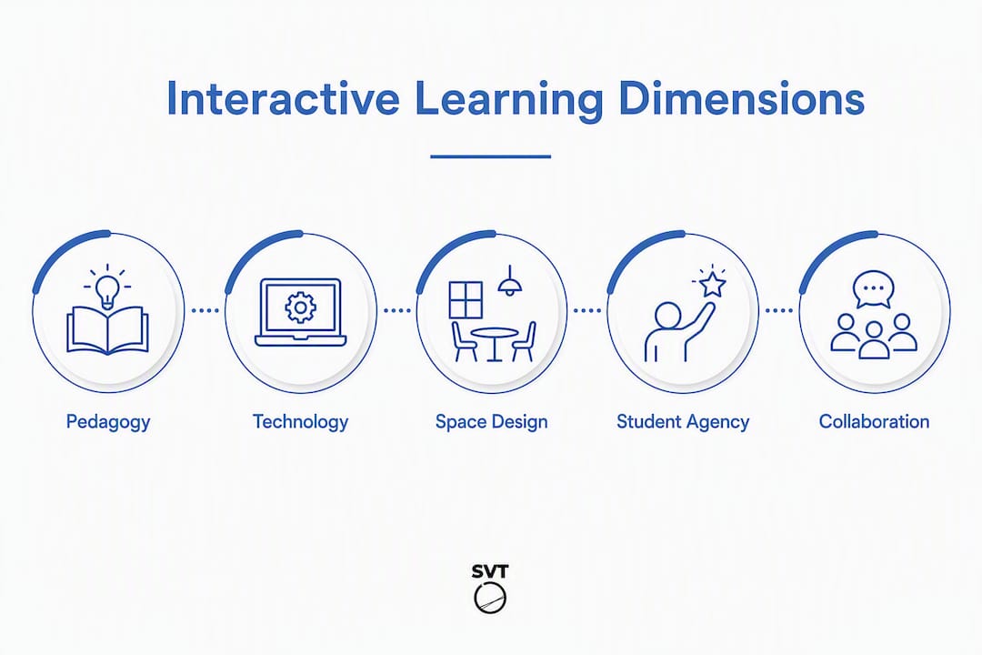 Infographic showing interactive learning space key dimensions